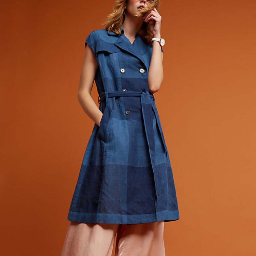 NEW Anthropologie Checkered Trench PXS xsp new with tag